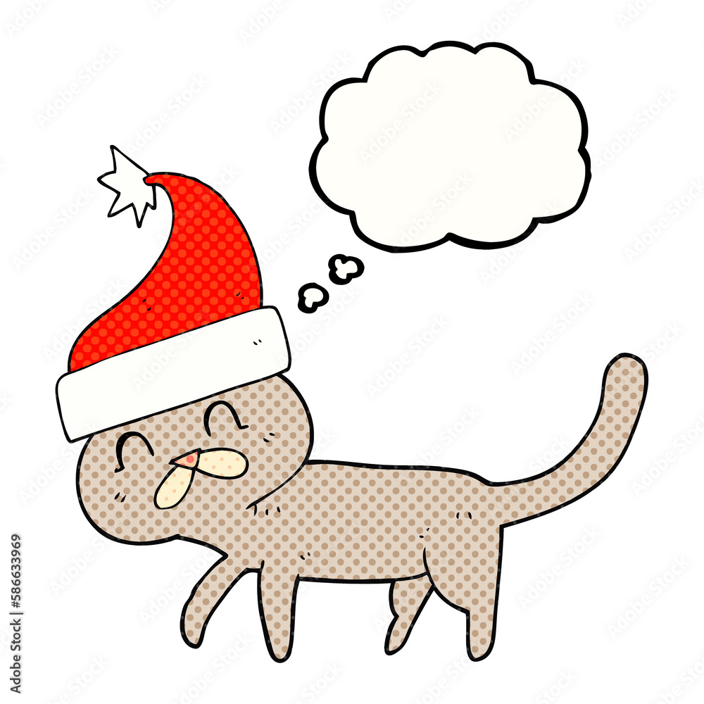 thought bubble cartoon cat wearing christmas hat thought bubble cartoon cat wearing christmas hat