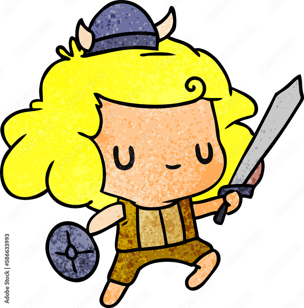 Obraz premium textured cartoon kawaii cute viking child