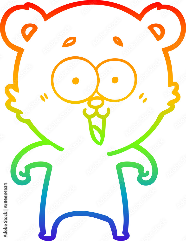 rainbow gradient line drawing laughing teddy bear cartoon rainbow gradient line drawing laughing teddy bear cartoon