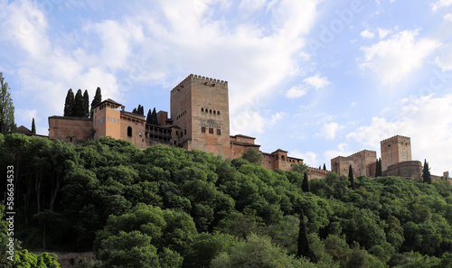 Panoramic view of Alhambra palace and fortress in Granada