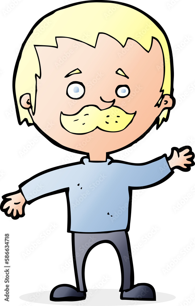 cartoon man with mustache waving cartoon man with mustache waving