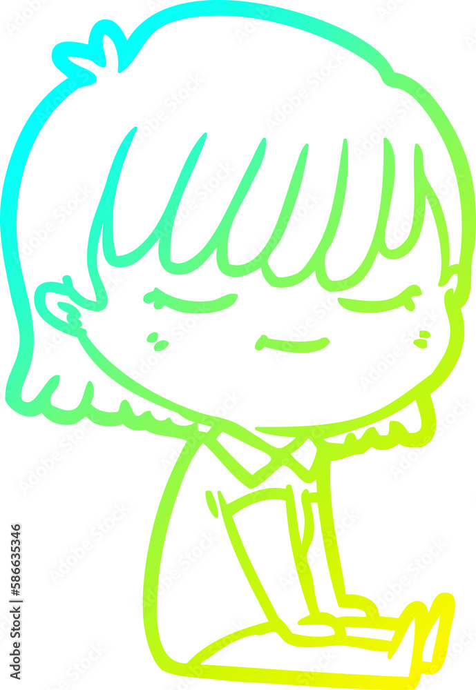 cold gradient line drawing cartoon woman cold gradient line drawing cartoon woman