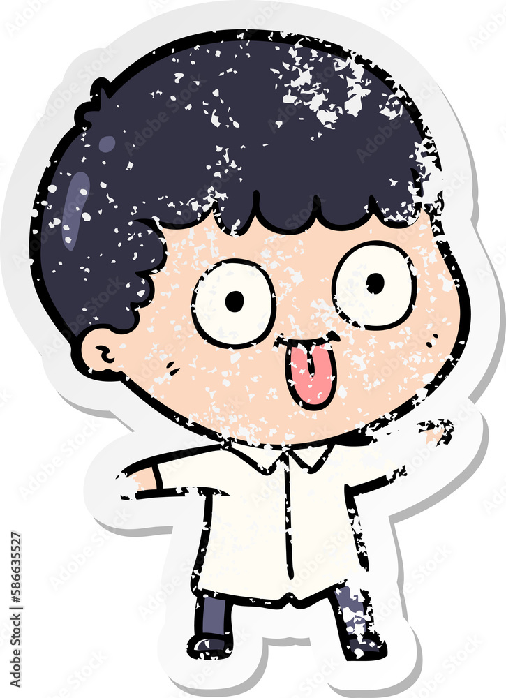 distressed sticker of a cartoon man staring distressed sticker of a cartoon man staring