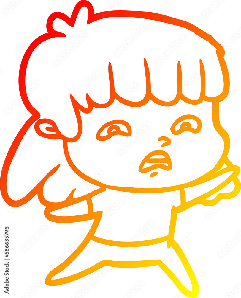 warm gradient line drawing cartoon worried woman warm gradient line drawing cartoon worried woman