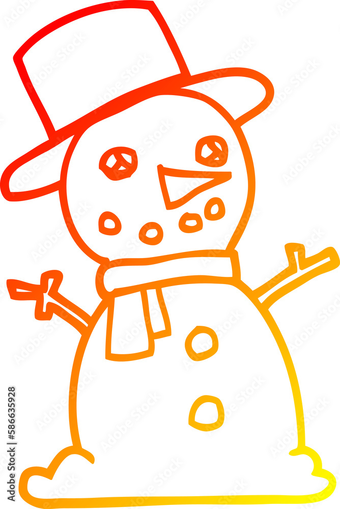 warm gradient line drawing cartoon traditional snowman warm gradient line drawing cartoon traditional snowman