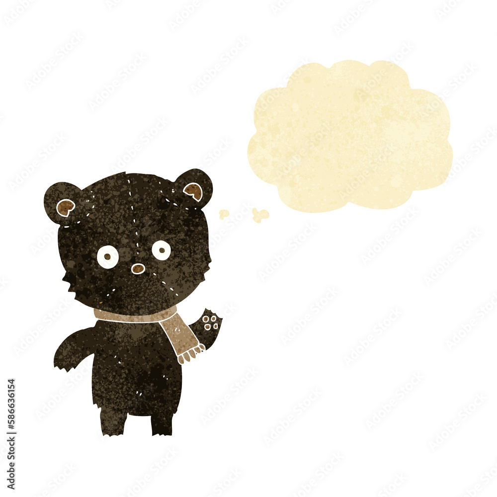 cartoon waving black bear with thought bubble cartoon waving black bear with thought bubble
