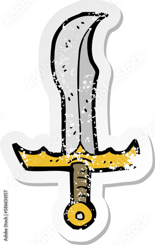 retro distressed sticker of a cartoon sword