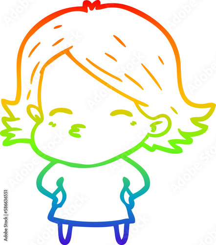 rainbow gradient line drawing cartoon woman