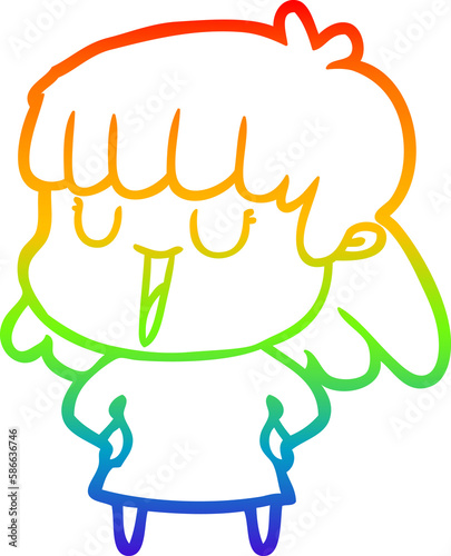 rainbow gradient line drawing cartoon woman laughing