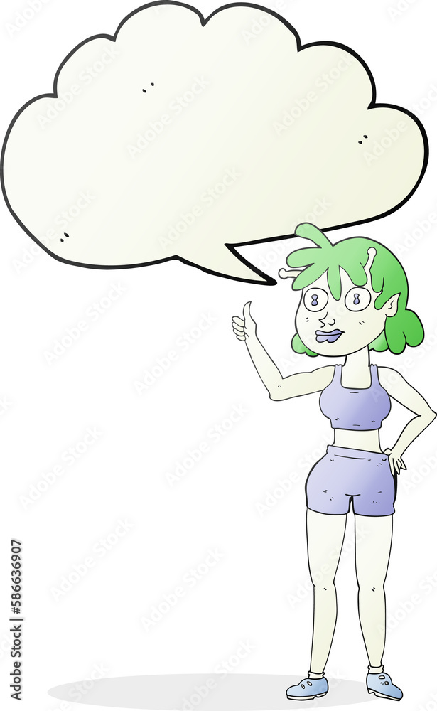 speech bubble cartoon alien gym girl speech bubble cartoon alien gym girl
