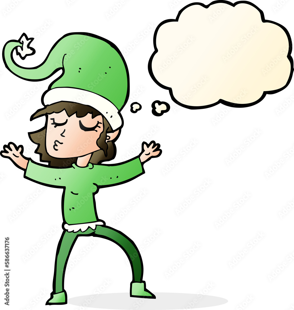 santa's helper cartoon with thought bubble santa's helper cartoon with thought bubble