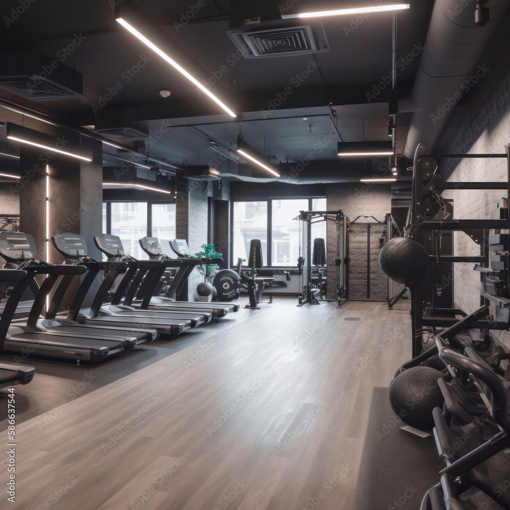 Fototapeta premium Une sale de sport avec des fenêtres 
