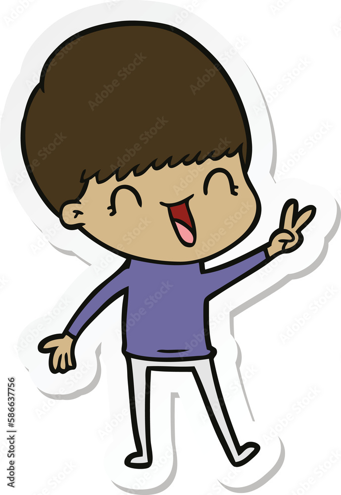 sticker of a happy cartoon boy sticker of a happy cartoon boy