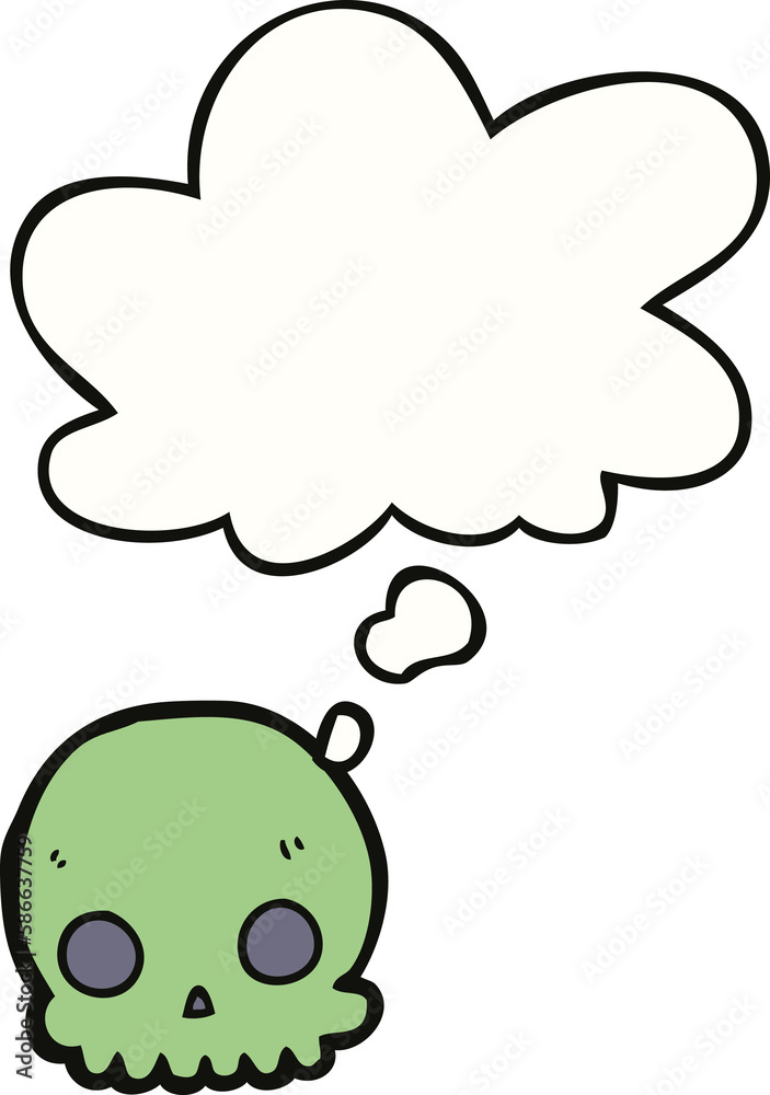 cartoon skull and thought bubble cartoon skull and thought bubble