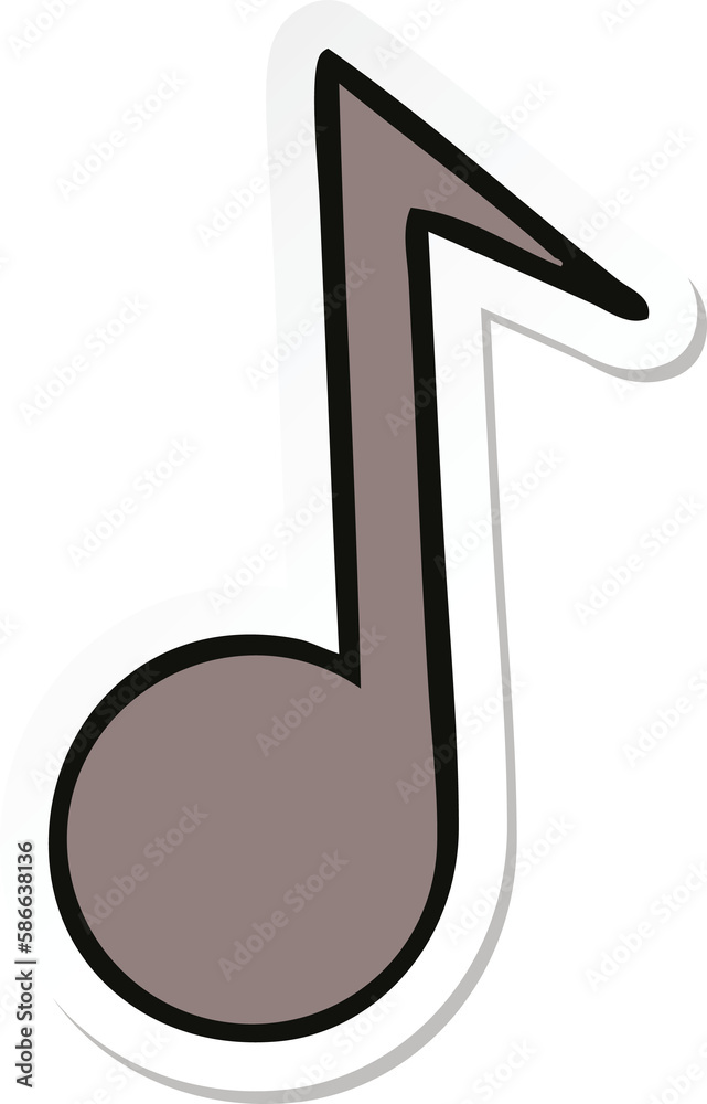 sticker of a cute cartoon musical note sticker of a cute cartoon musical note