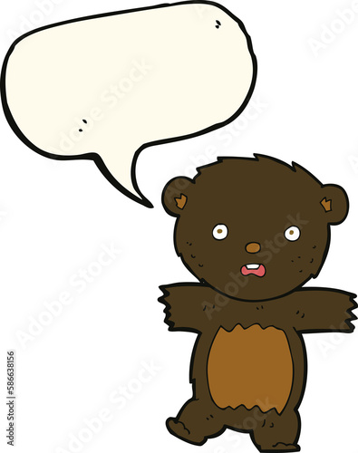 cartoon shocked black bear cub with thought bubble