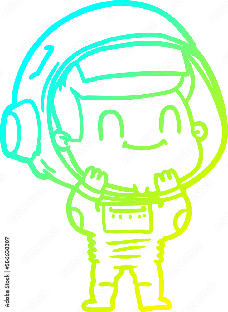 cold gradient line drawing happy cartoon astronaut cold gradient line drawing happy cartoon astronaut