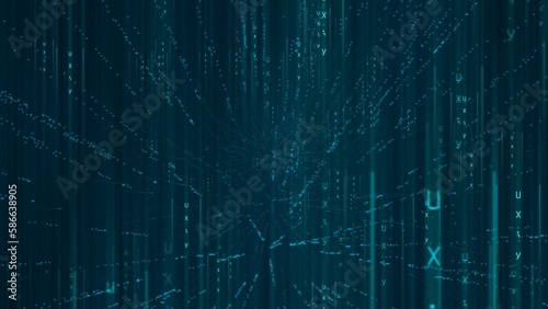 Matrix hexadecimal data flowing in cyberspace animation 