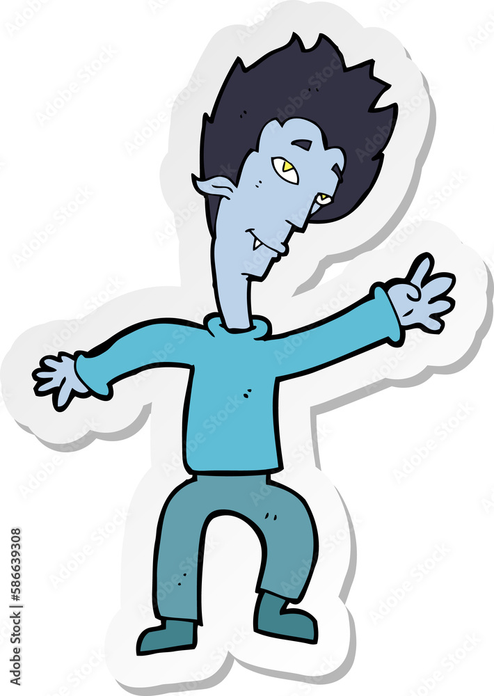 sticker of a cartoon halloween vampire sticker of a cartoon halloween vampire