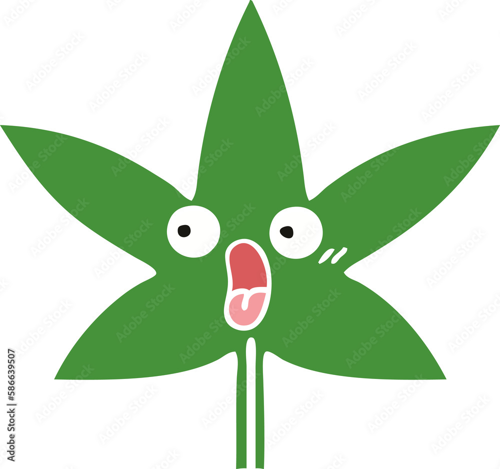 flat color retro cartoon marijuana leaf flat color retro cartoon marijuana leaf