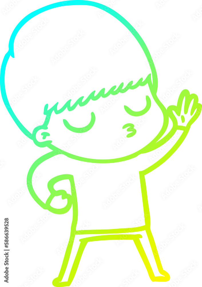 cold gradient line drawing cartoon calm boy cold gradient line drawing cartoon calm boy