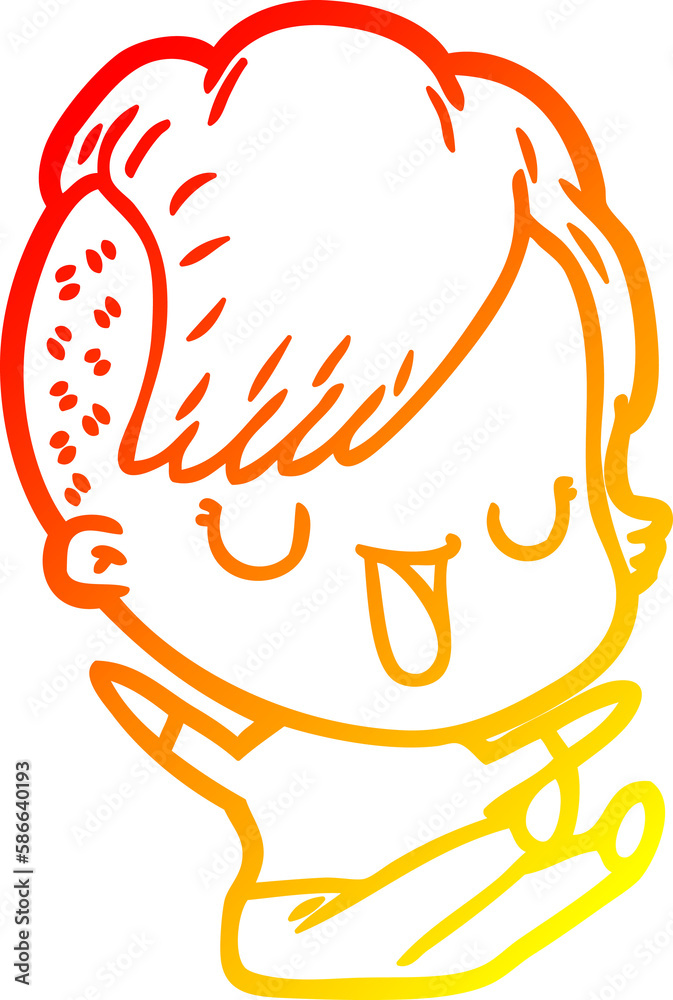 warm gradient line drawing cute cartoon girl with hipster haircut warm gradient line drawing cute cartoon girl with hipster haircut