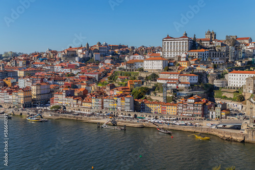 View of Ribeira historical quarter on the margin Douro river