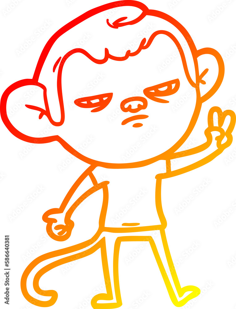warm gradient line drawing cartoon annoyed monkey warm gradient line drawing cartoon annoyed monkey
