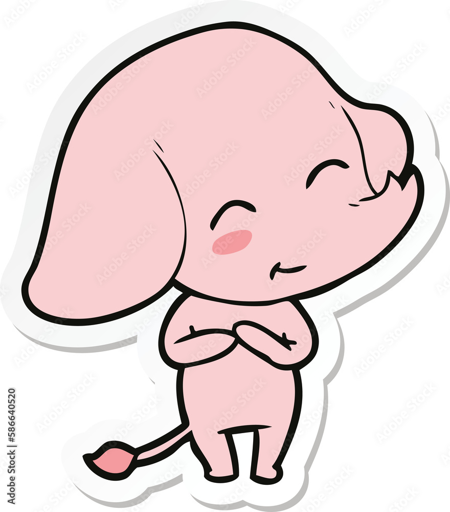 sticker of a cute cartoon elephant sticker of a cute cartoon elephant