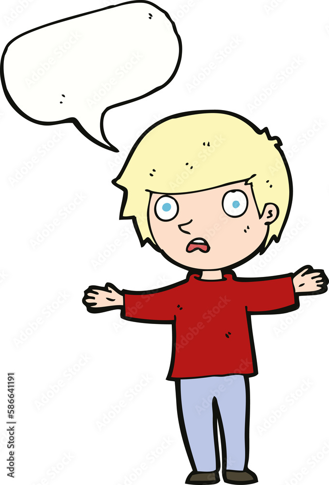 cartoon worried boy with speech bubble cartoon worried boy with speech bubble