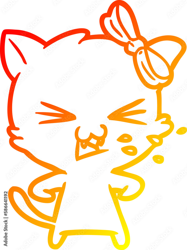 Obraz premium warm gradient line drawing cartoon cat