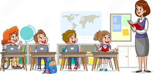 teacher and students teaching in the classroom