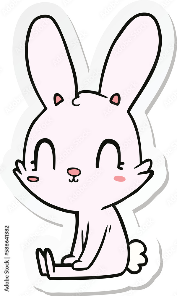 sticker of a cute cartoon rabbit sitting