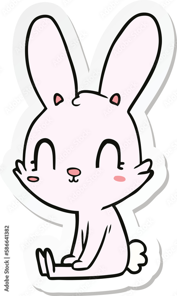 sticker of a cute cartoon rabbit sitting sticker of a cute cartoon rabbit sitting