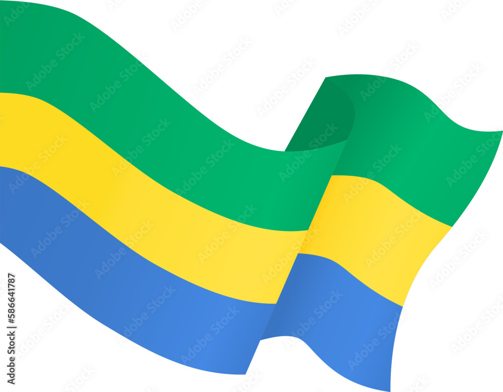 Gabon flag wave isolated on png or transparent background Stock Vector ...