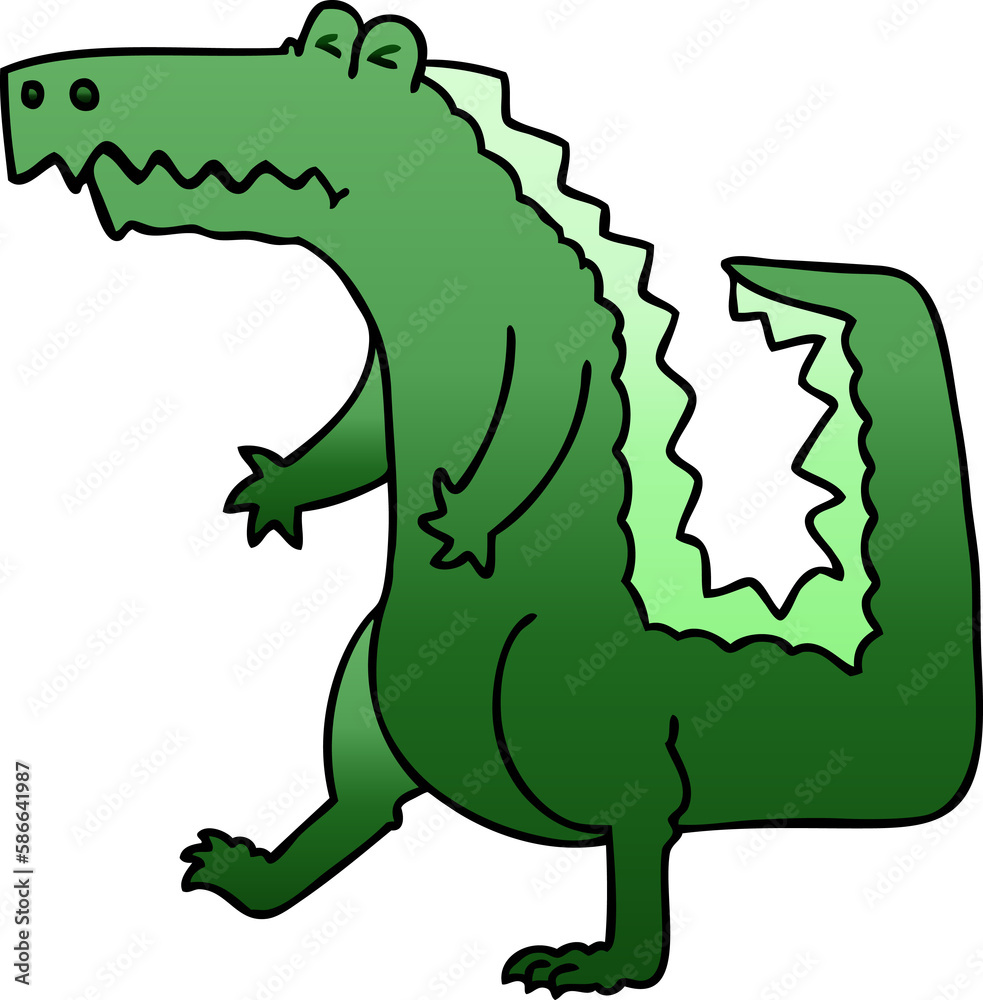 Fototapeta premium quirky gradient shaded cartoon crocodile