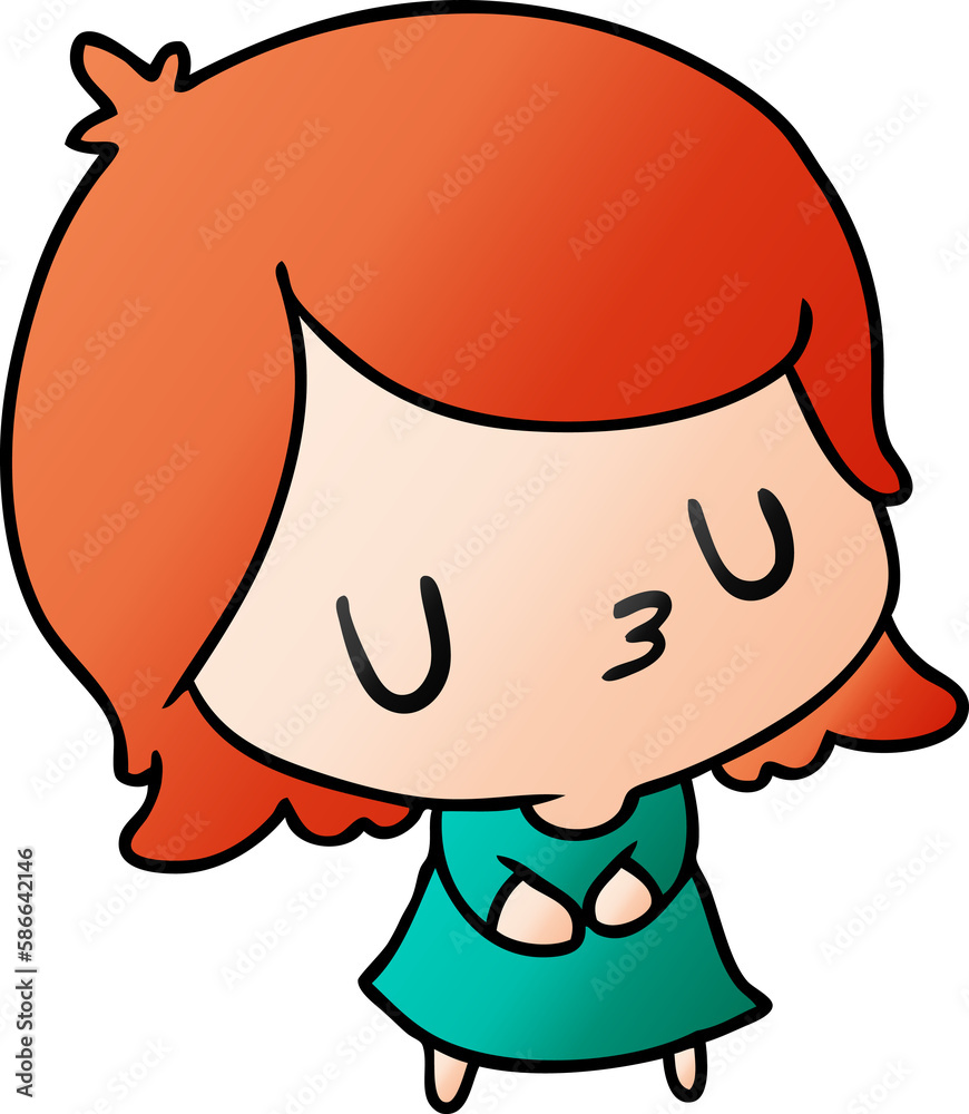 gradient cartoon of a cute kawaii girl gradient cartoon of a cute kawaii girl