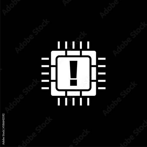 Integrated circuit icon isolated on black background. Integrated circuit icon isolated on black background. photo