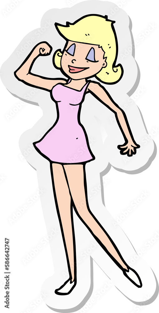 sticker of a cartoon woman with can do attitude sticker of a cartoon woman with can do attitude