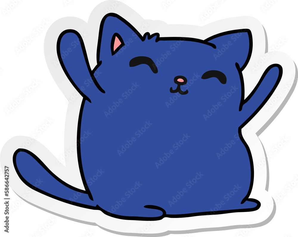 sticker cartoon of cute kawaii cat sticker cartoon of cute kawaii cat
