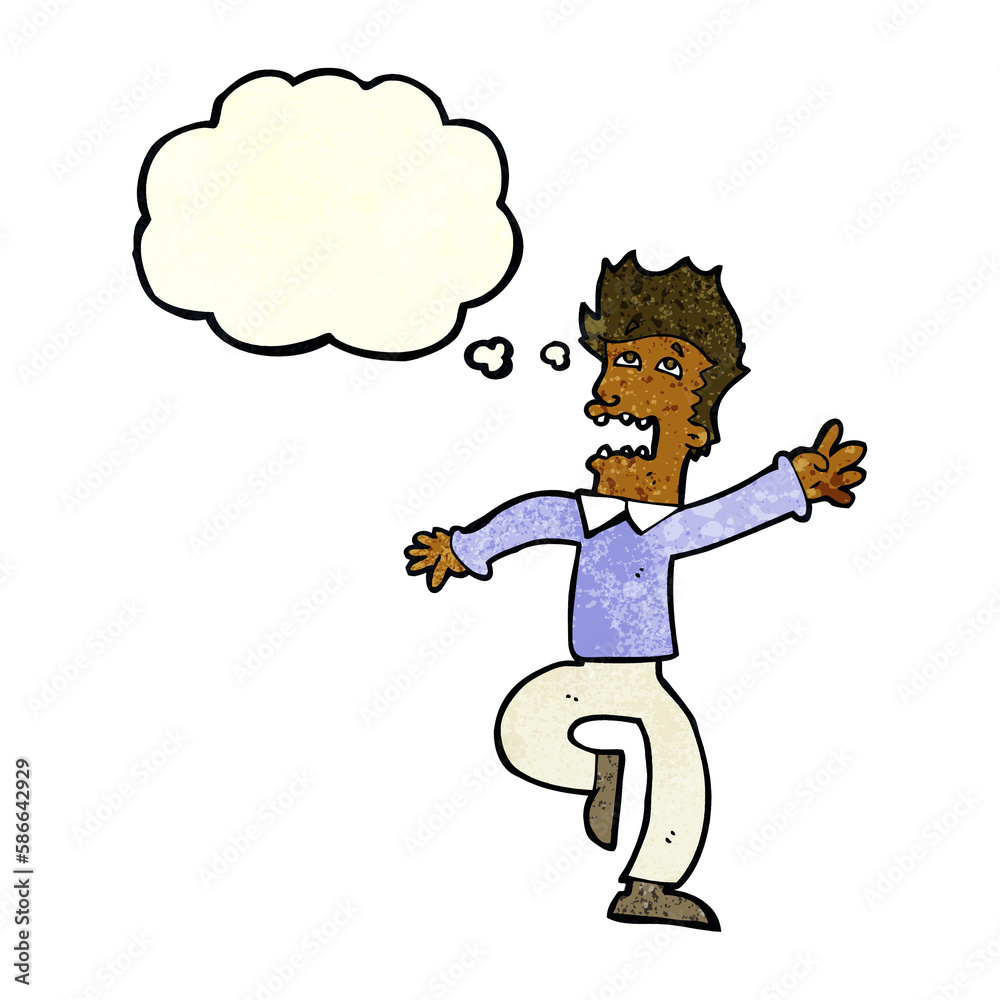 cartoon man panicking with thought bubble cartoon man panicking with thought bubble