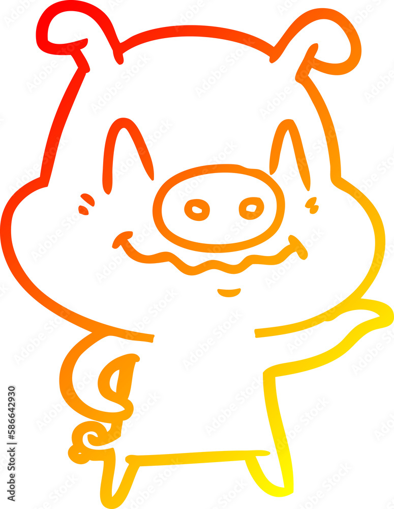 warm gradient line drawing nervous cartoon pig warm gradient line drawing nervous cartoon pig