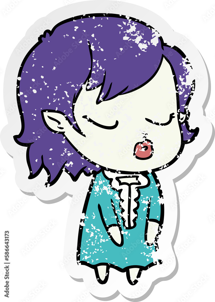 distressed sticker of a cute cartoon vampire girl distressed sticker of a cute cartoon vampire girl