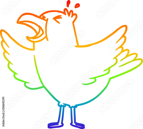 Fotografía rainbow gradient line drawing cartoon bird squawking