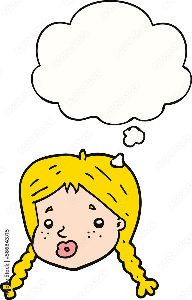 cartoon girls face and thought bubble cartoon girls face and thought bubble