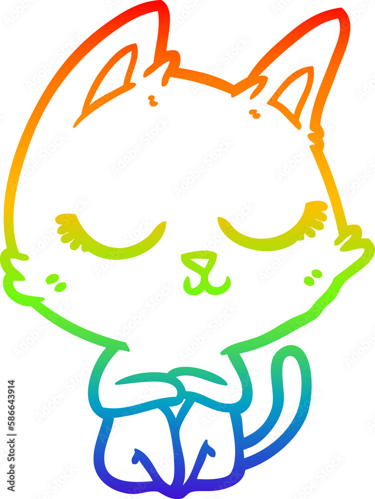 rainbow gradient line drawing calm cartoon cat rainbow gradient line drawing calm cartoon cat