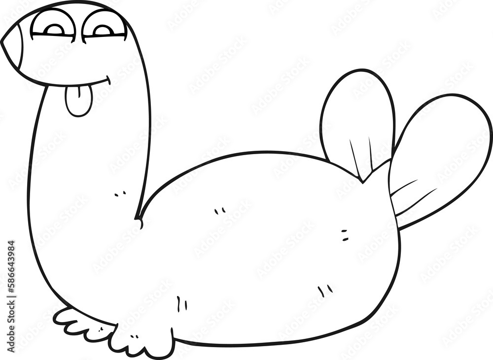 black and white cartoon seal black and white cartoon seal