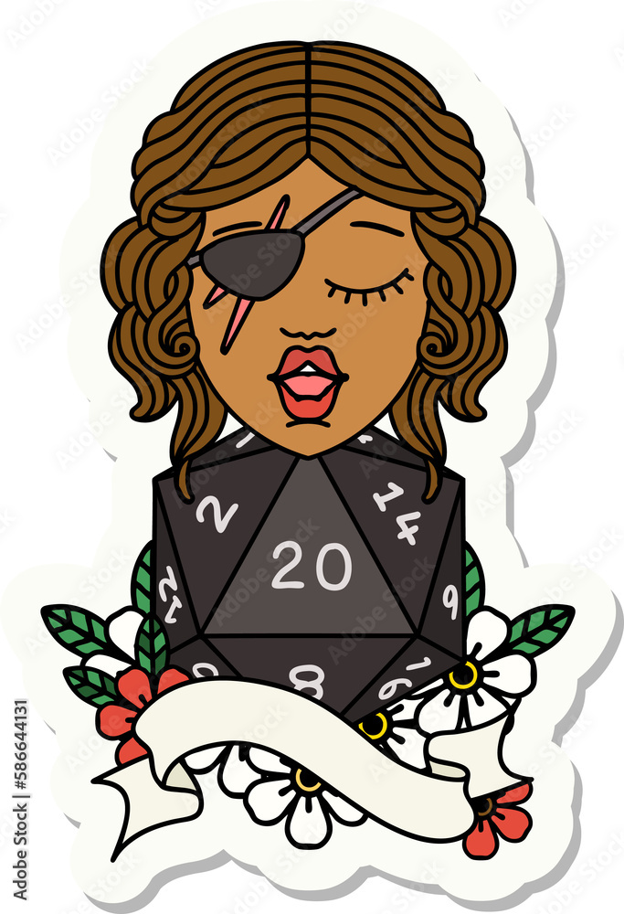 human rogue with natural 20 dice roll sticker human rogue with natural 20 dice roll sticker