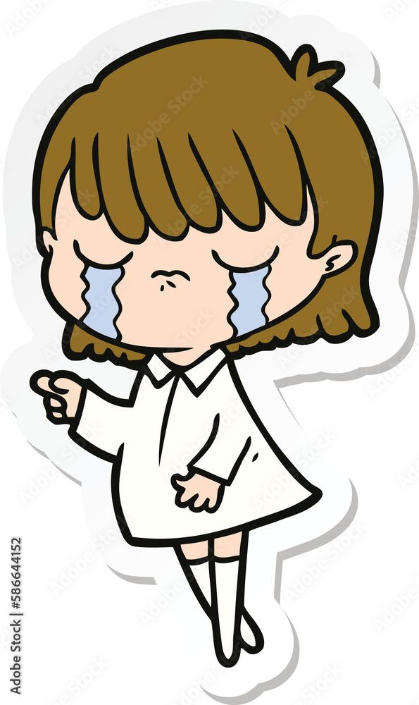 sticker of a cartoon woman crying sticker of a cartoon woman crying