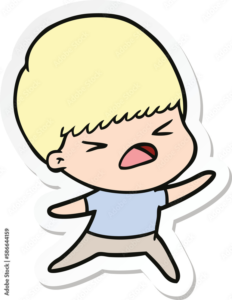 sticker of a cartoon stressed man